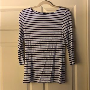 Tahari - M - Navy blue and white top